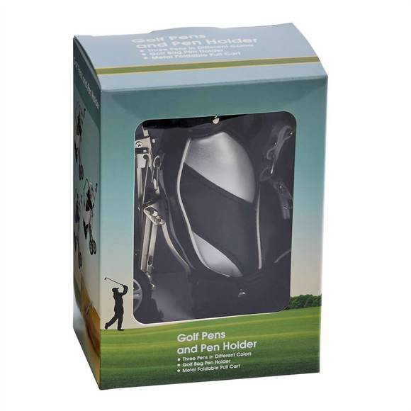 NEW CREATIVE GIFTS INTERNATIONAL golf cart style pen set & holder in black - Picture 3 of 3